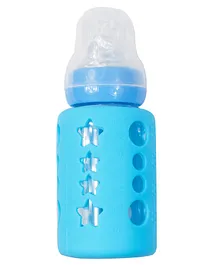 Ole Baby Premium Glass Wide Neck Feeding Bottle Blue - 120 ml