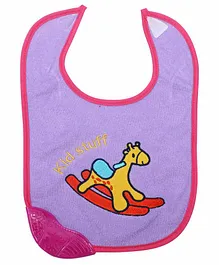 1st Step Baby Bib With Teether Horse Patch - Purple