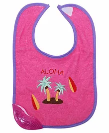 1st Step Baby Bib With Teether Aloha Patch - Pink