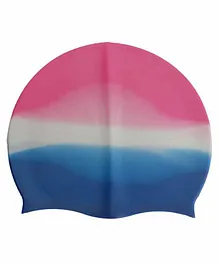 PASSION PETALS Silicone Swimming Cap - Blue Pink White
