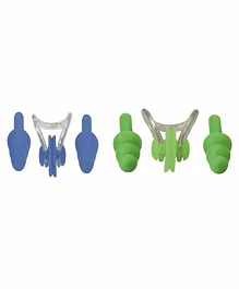 Passion Petals Silicone Ear Plugs & Nose Plug Set of 4 - Blue & Green