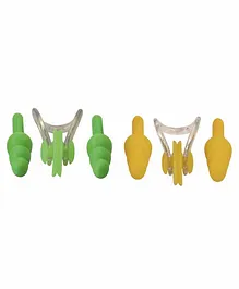 Passion Petals Silicone Ear Plugs with Nose Plug Set of 4 - Green Yellow