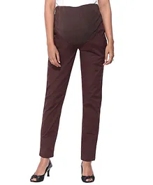 Morph Maternity Full Length Solid Pants - Brown