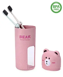 Bear Design Set Of 2 Toothbrush With Box - Pink