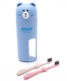 Bear Design Set Of 2 Toothbrush With Box - Blue