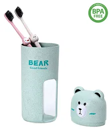 Bear Design Set Of 2 Toothbrush With Box - Green