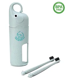 Elephant Design Set Of 2 Toothbrush With Holder - Green