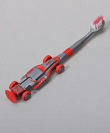 Toothbrush With Ultra Soft Bristles Car Shaped- Grey Red
