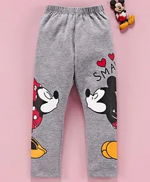 Disney by Babyhug Full Length Leggings Mickey Mouse Print - Grey
