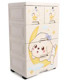 5 Compartment Storage Cabinet  Puppy Print - Beige
