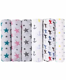 haus & kinder 100% Cotton Muslin Swaddle Wrap Pack of 6 - White