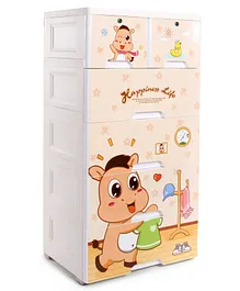 5 Layer storage cabinet Cartoon Print - Cream