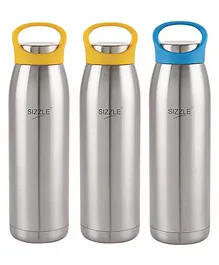 Sizzle Stainless Steel Water Bottle Blue & Yellow Set of 3 - 900 ml Each