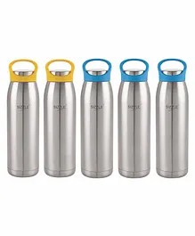 Sizzle Stainless Steel Water Bottle Blue & Yellow Set of 5 - 900 ml Each
