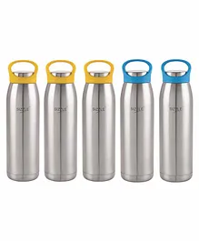 Sizzle Stainless Steel Water Bottle Blue & Yellow Set of 5 - 900 ml Each