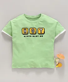 Lekeer Kids Half Sleeves Tee Text Print - Green