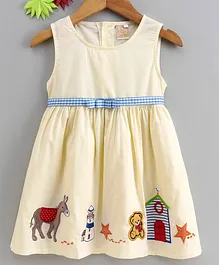 Smile Rabbit Sleeveless Frock Horse Patch - Yellow