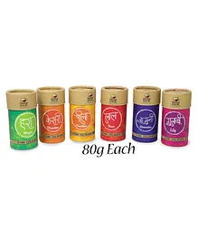 Fiddlerz Herbal Holi Gulal Bottles Pack of 6 - 80 gm Each (Color May Vary)