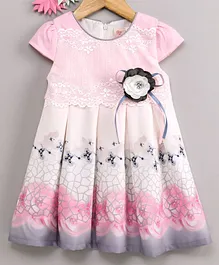 Smile Rabbit Short Sleeves Frock Flower Print - Pink