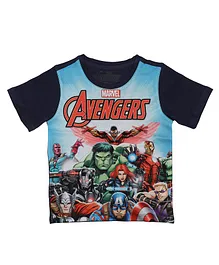 Marvel By Crossroads Half Sleeves Avengers Graphic Print Tee - Blue