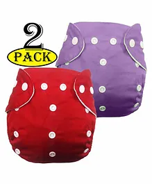 BabyMoon Reusable Cloth Diaper Set of 2 - Red Purple (No Insert )