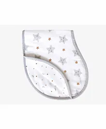 Masilo Organic Muslin Burp Cloth Cum Bib Star Print - White