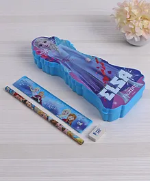 Disney Frozen Pencil Box with Stationery Blue - 4 Pieces