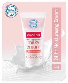 Babyhug Milk Protein Formula Daily Full Body and Face Moisturizing Milky Cream Ideal for Newborn Baby'S Delicate Skin - 50 g