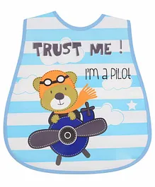 Yellow Bee Bib Bear Print - Blue