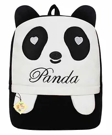 Frantic Black Panda Heart Eyes Velvet Plush Bag - 14 Inches 