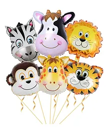 Funcart 18 Inch Animal Shaped Foil Balloons Multicolour - Pack of 6