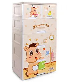 6 Compartment Storage Cabinet Pig Print - Beige