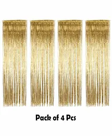 Shopperskart Shimmer Curtain Decorations Golden - Pack of 4