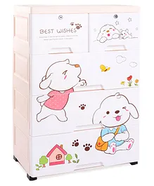 5 Compartment Storage Cabinet Puppy Print - Pink