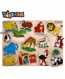 Toyshine Wooden Animal Themed Puzzle Board Multicolor - 12 Pieces