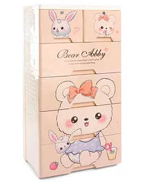 6 Compartment Storage Cabinet Teddy Print - Pink