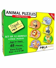 Pola Puzzles Animal Puzzles Multicolor Set of 12 - 48 Pieces each