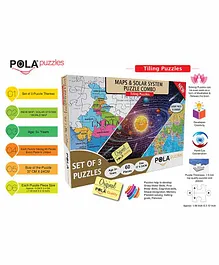 Pola Puzzles Maps & Solar System Combo Multicolor Set of 3 - 60 Pieces Each