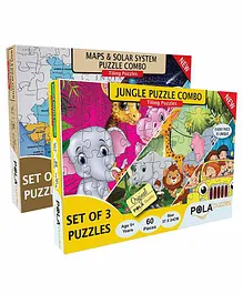 Pola Puzzles Jungle & Maps Jigsaw Combo of 2 - 60 Pieces Each