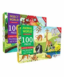 Pola Puzzles The Furry Bunch & Insect World Animals Jigsaw Set of 2 - 100 Pieces Each