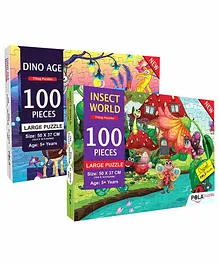 Pola Puzzles Dinosaur & Insect World  Jigsaw Set of 2 - 100 Pieces Each