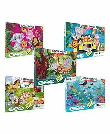 Pola Puzzles Jungle World Party Aqua Buddies Farm Friends & Safari Jigsaw Pack of 5 - 60 Pieces Each 