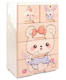 4 Layers High Density Plastic Storage Cabinate Puppy Print With Wheels - Beige