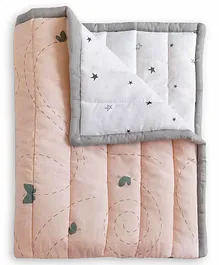 The White Cradle Organic Cotton Reversible Quilt Butterfly Print - White Peach