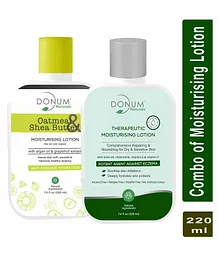Donum Naturals Oatmeal & Shea Butter Lotion & Therapeutic Ultra Hydrating Body Lotion for Dry Sensitive Skin  Combo - Each 220 ml