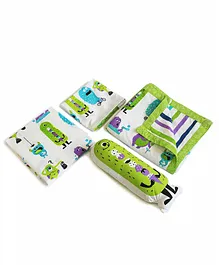 Silverlinen Silly Monsters Design 4 Piece Bedding Set - Green White