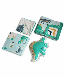 Silverlinen Dinosaur Design 4 Piece Bedding Set - Green Blue