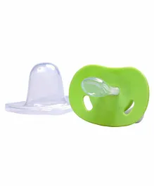 Small Wonder Orthodontic Silicone Pacifier With Cover Green And Brown - Pack of 2