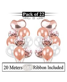Amfin Balloons With 2 Ribbon Rolls Rose Gold - Pack of 22
