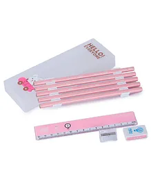 Webby Pencil Box With Stationary - White